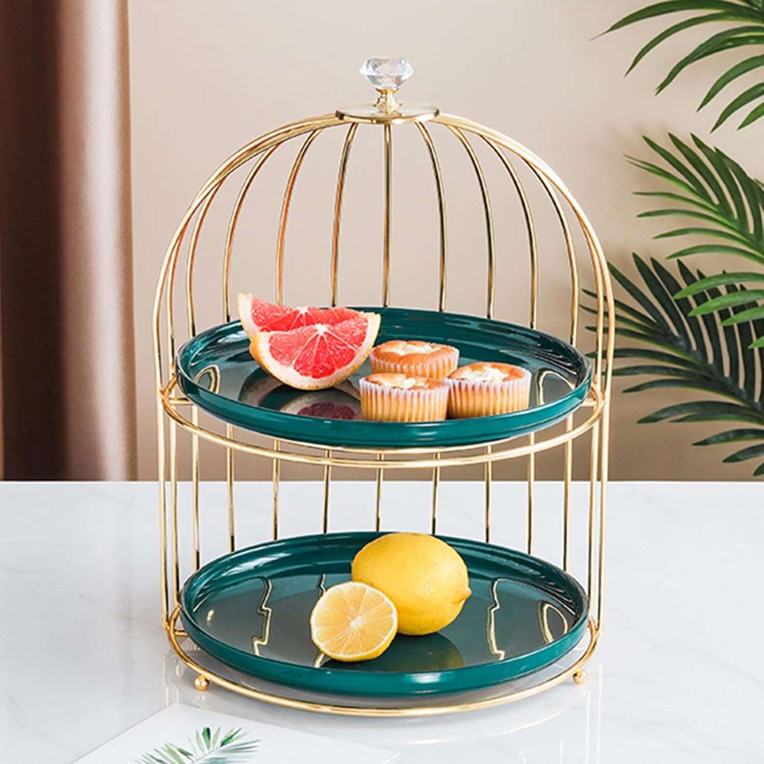 presentoir-a-gateaux-multi-niveaux-2-etages-vert-et-dore