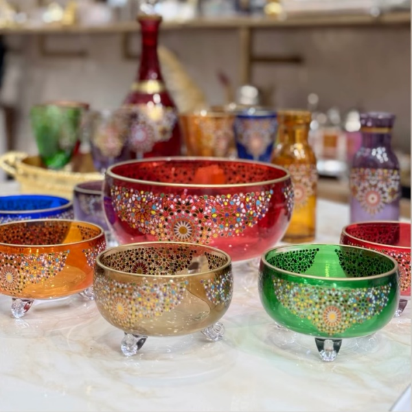 saladier-en-cristal-avec-6-bols-motif-zalija-Multi-couleurs-Prix-Casablanca-Maroc-coucouMarket