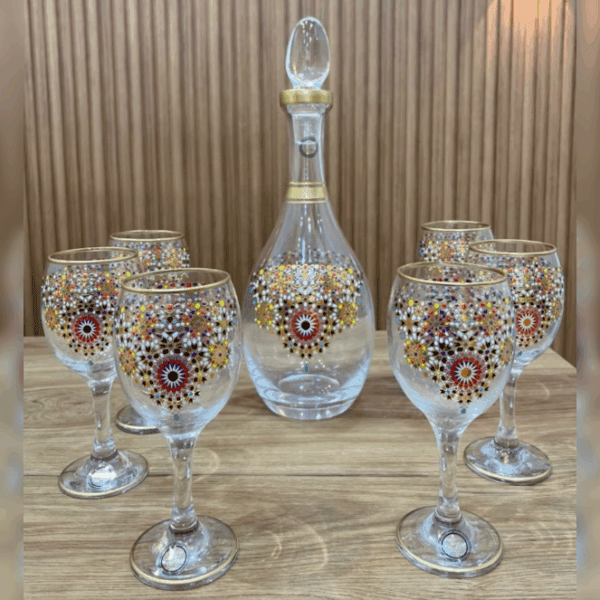 carafe-en-cristal-avec-6-verres-a-pied-motif-tourat-prix-Maroc-Casablanca-coucouMarket
