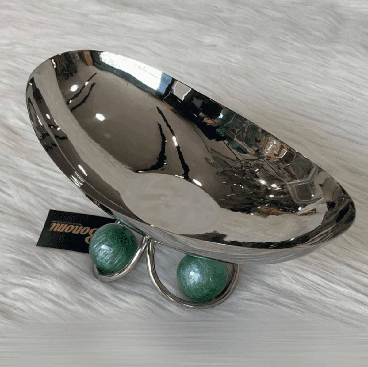 Présentoir-Plateau-Ovale-en-Inox-Vert-Prestige-Émeraude-prix-Casablanca-Maroc-coucouMarket-Fes-Rabat