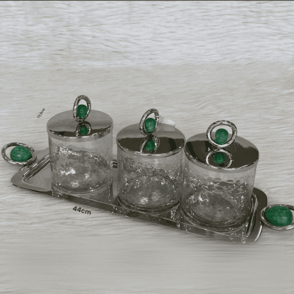 Set-de-3-Pots-de-Luxe-avec-plateau-Vert-Prestige-Émeraude-coucouMarket-Maroc-Casablanca-Rabat-Fes-prix-promo