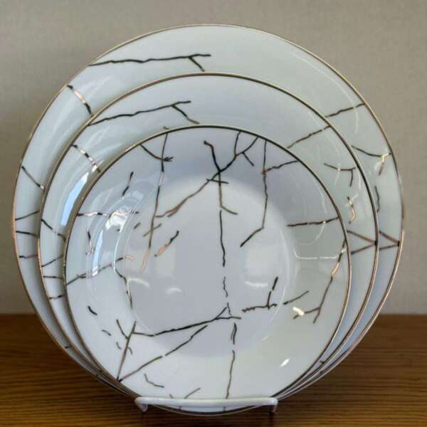 Service-d'Assiettes-36-Pièces-Motif Marbré-prix-Casablanca-Maroc-coucouMarket