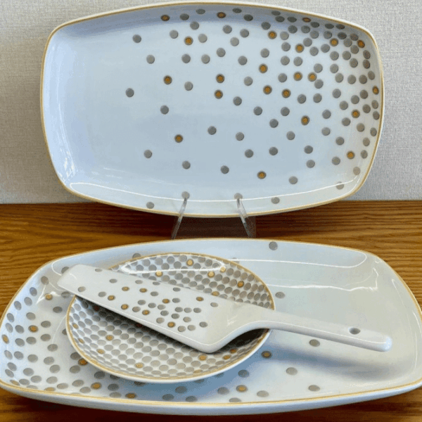 Set-à-Gâteau-8-Pièces-Motif-de-Pois-Gris-et-Or-prix-Casablanca-Maroc-coucouMarket