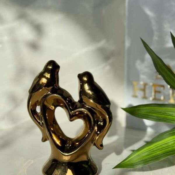 Ornement-décoratif-doré-Duo-d’Oiseaux-sur-Cœur-coucouMarket-Maroc-Casablanca-Rabat-Fes-prix-promo