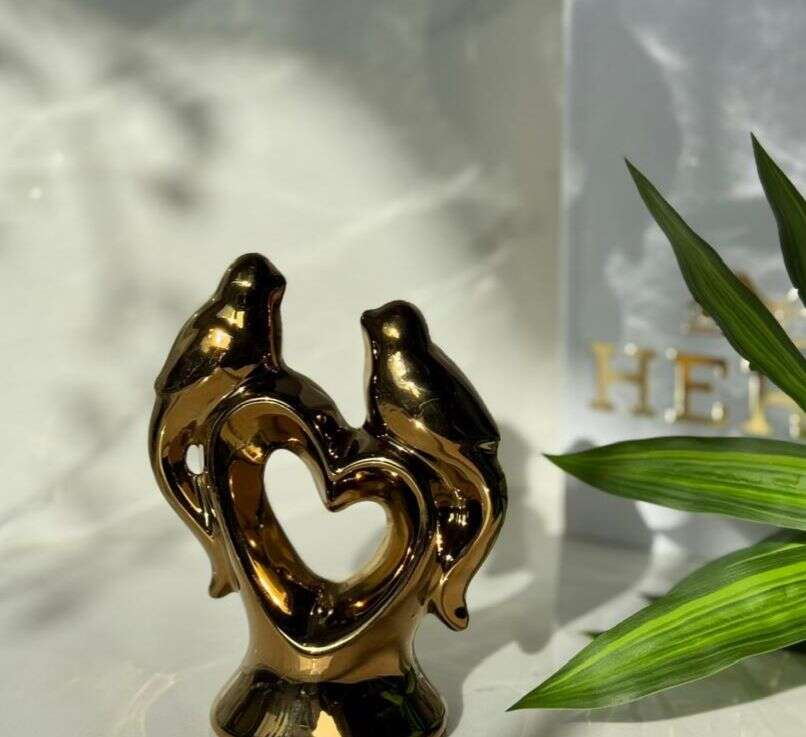 Ornement-décoratif-doré-Duo-d’Oiseaux-sur-Cœur-coucouMarket-Maroc-Casablanca-Rabat-Fes-prix-promo