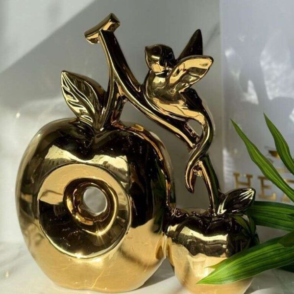 Ornement-décoratif-doré-Pomme-&-Oiseau-stylisé-coucouMarket-Maroc-Casablanca-Rabat-Fes-prix-promo