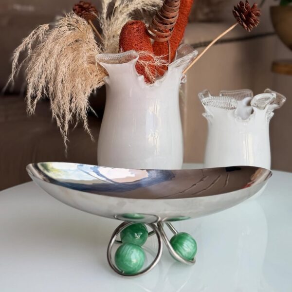 Présentoir-Plateau-Ovale-en-Inox-Vert-Prestige-Émeraude-prix-Casablanca-Maroc-coucouMarket-Fes-Rabat