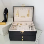 Boîte-à-Bijoux-3-Niveaux-en-Cuir-Végan-Noir-prix-Casablanca-Maroc-coucouMarket-Fes-Rabat