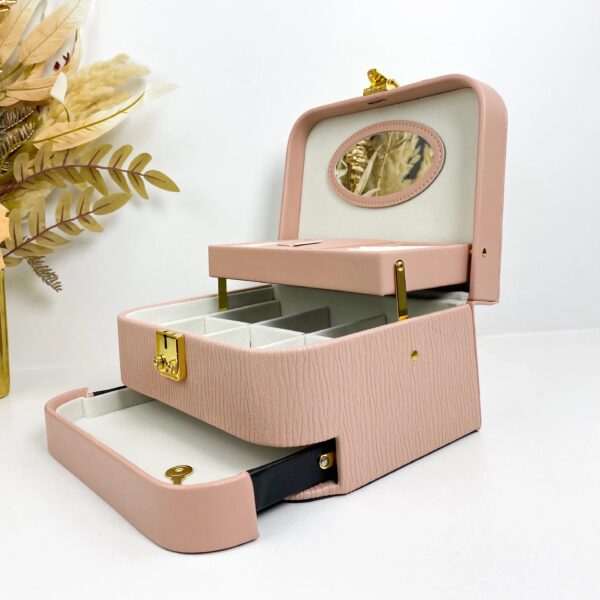 Coffret-à-Bijoux-de-Luxe-Verrouillable-avec-Miroir-Ovale-Rose -prix-Casablanca-Maroc-coucouMarket-Fes-Rabat
