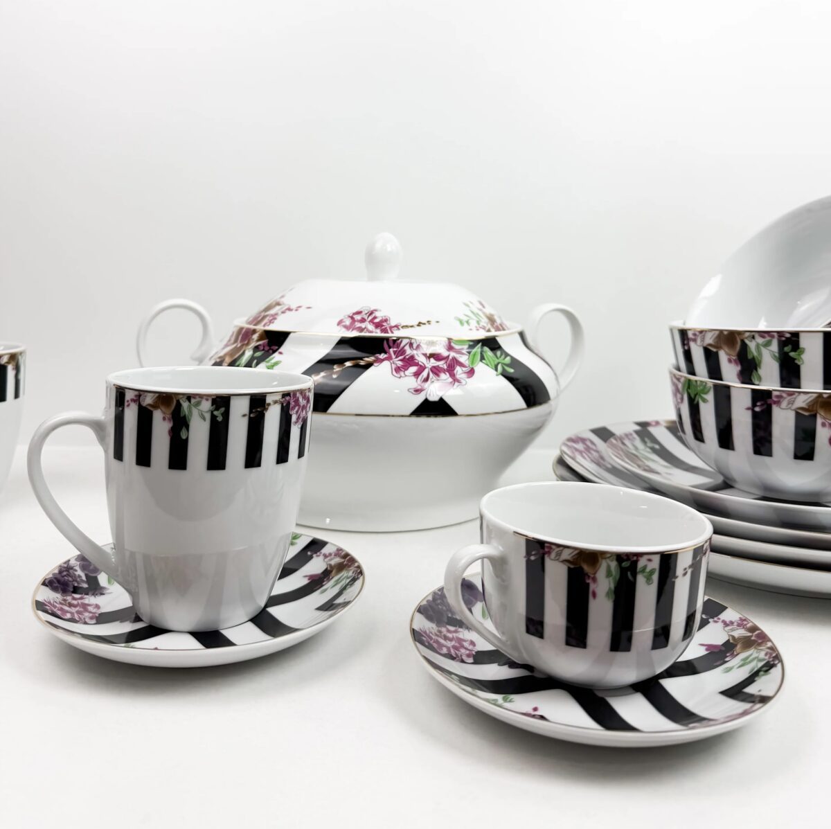 Service-de-Table-Florale-Rayée-38-Pièces-prix-Casablanca-Maroc-coucouMarket