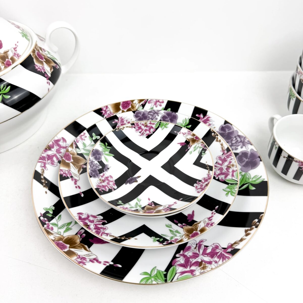 Service-de-Table-Florale-Rayée-38-Pièces-prix-Casablanca-Maroc-coucouMarket