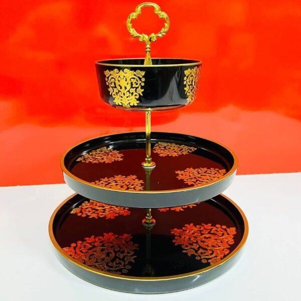 Présentoir-à-Gâteaux--royal-noir-en-Verre-Casablanca-Maroc