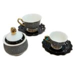 Service-à-Café-de-Luxe-de-13-Pièces-motif-géométrique