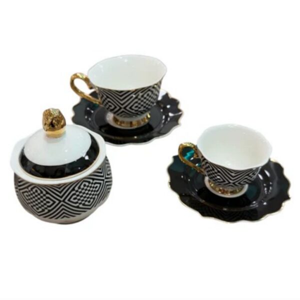 Service-à-Café-de-Luxe-de-13-Pièces-motif-géométrique