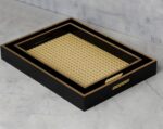 Duo-Plateaux-Serveurs-Style-Cannage-Noir-&-Naturel-PRIX-promo-casablanca-maroc-coucouMarket