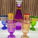 Service-de-6-Verres-+-Carafe-Coloré-Effet-Peinture-Dorée-prix-Marocain-Casablanca-Maroc-coucouMarket