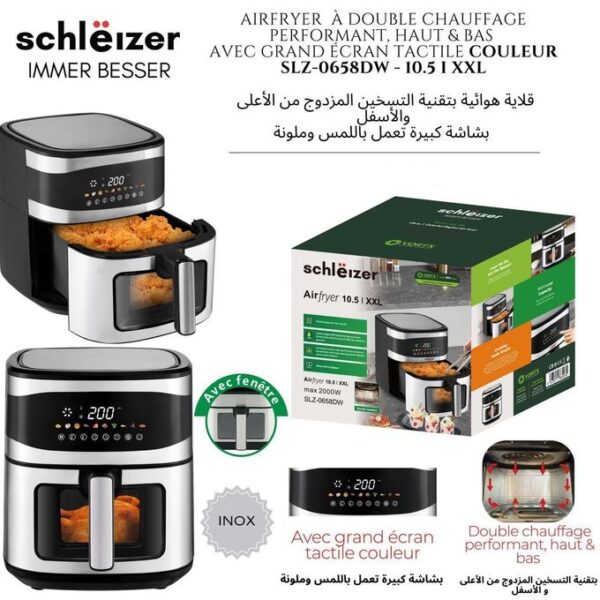 Friteuse-Sans-Huile-Schlëizer-10,5L-Tactile-2000W-Maroc-coucouMarket-Casablanca-Prix-Promotion