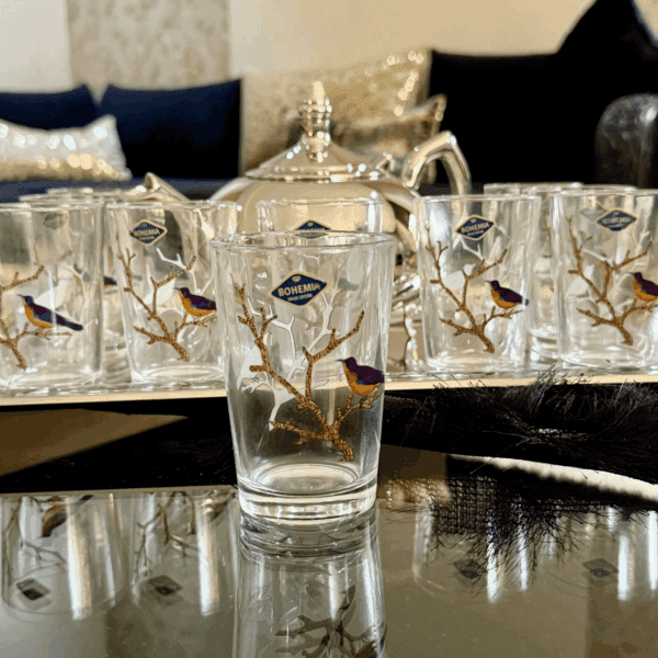 12-Verres-à-thé-O-bird-Bohemia-Cristal-prix-Casablanca-Maroc-coucouMarket