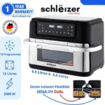 Air-Fryer-Schlëizer-13L-2000W-Double-Bac-&-Écran-Tactile-Maroc-coucouMarket-Casablanca-Prix-Promotion