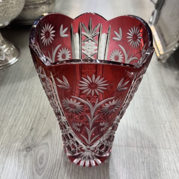 Vase-de-Prestige-en-Cristal-Taillé-Rouge-Rubis-et-Floral-PRIX-promo-casablanca-maroc-coucouMarket-Rabat-Fes-Marrakech-Tanger