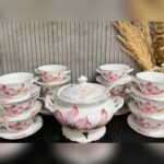 Service-de-Vaisselle-Chic-27-Pièces-Motif-Fleur-Roset-PRIX-promo-casablanca-maroc-coucouMarket-Rabat-Fes-Marrakech-Tanger